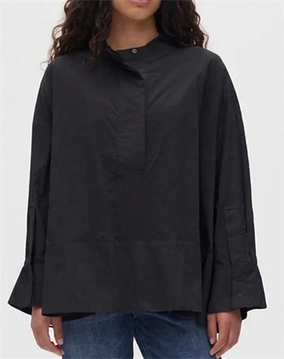 Rabens Saloner - Smea Poplin Flared Skjorte - Black
